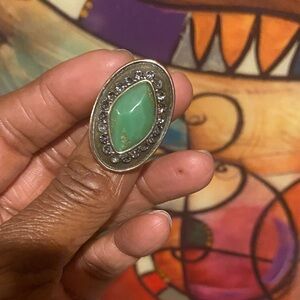 Silpada Silver Ring with Green Gemstone and Accents
